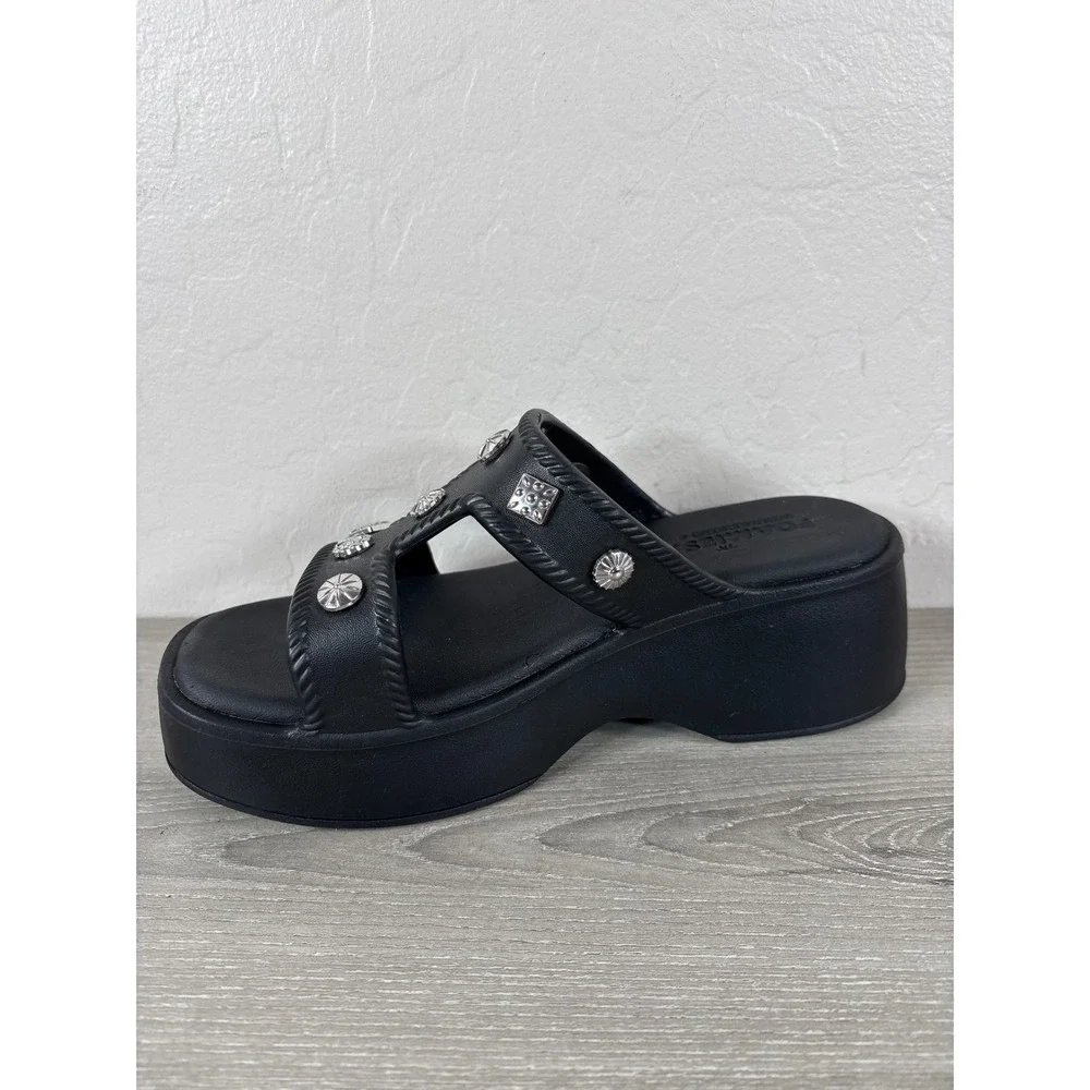 Skechers Foamies Rave It Girl Platform Sandals Chunky Black Studs Women's Sz 8